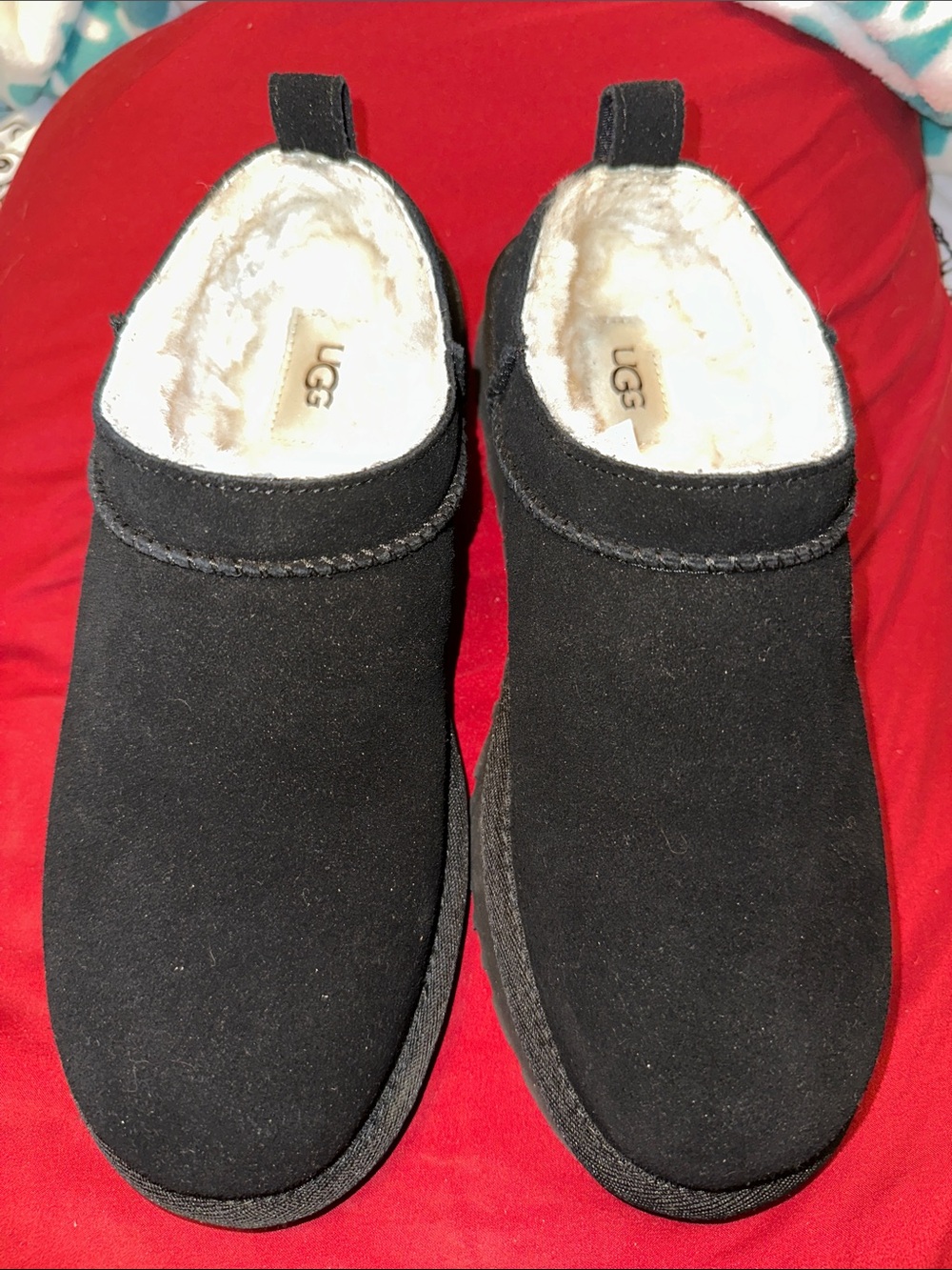 UGG Black Suede Shearling-Lined Ankle mini Booties